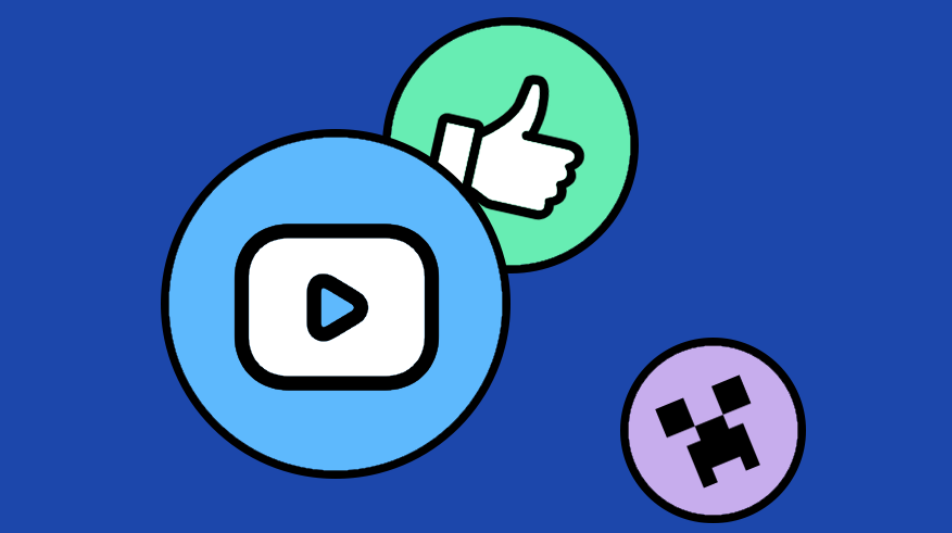Illustrations YouTube, pouce et Creeper