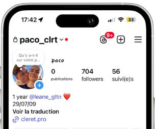 Capture du profil Instagram de Paco